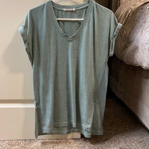 Green and white striped top!